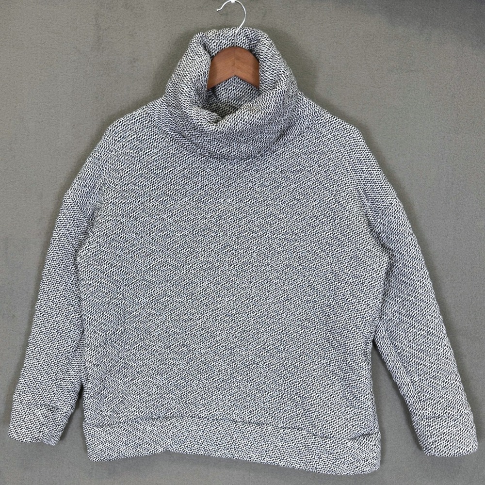 GapFit Cowl Neck Pullover Women M Grey Spacedye Jacquard Textured Active Sweater
